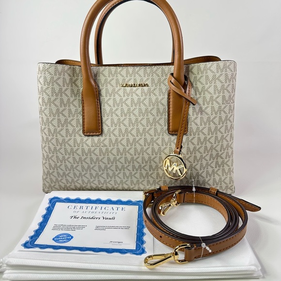 NEW Women’s Michael Kors Small Ruthie Logo Satchel/Tote Vanilla - Picture 2 of 12